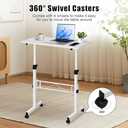 KLSMYHOKI Small Standing Desk Adjustable Height, Mobile Sit Stand up Desk Portable Rolling desks with Wheels Standing Desks for Walking pad Treadmill White