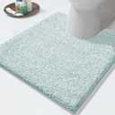 Yimobra Bathroom Rugs Mat, Extra Soft Comfortable Bath Rugs, Non-Slip, Water Absorbent and Thick Bathroom Floor Mats, Machine Washine, Shaggy Rugs for Shower Bathtubs, 24" x 20", Sky Light Blue&White