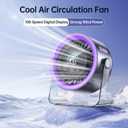 USB Desk Fan for Bedroom: 100 Speeds Digital Display Quiet Table Fan with Turbo Airflow, 120 Rotating Small Rechargeable Battery Desktop Fans for Bedroom Home Office (Purple)