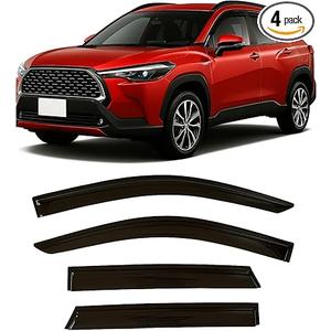 2022-2025 Tape-on Rain Guards for Toyota Corolla Cross Side Window Deflector Visors L LE XLE Hybrid S SE XSE Durable Tinted Vent Shade 2023 2024