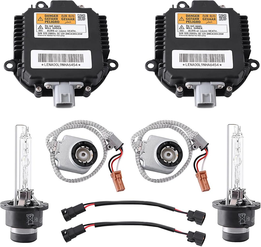 2 Packs HID Headlight Ballast W/Igniter & D2S Bulb for Infiniti EX35 EX37 FX35 FX37 FX45 FX50 G35 G37 JX35 Q50 Q60 Q70 QX56 QX60 QX70 QX80 28474-89904,28474-8991A Xenon Ballast Control Module