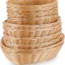 12 Pcs Plastic Oval Bread Basket 9inch 10inch 11inch Woven Fruit Bread Basket Food Storage Bin Serving Container for Gifts Empty Home Restaurant Kitchen Food Serving Storage Display Decoration