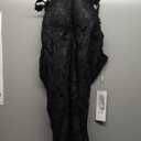 dasmzper Women Sexy Lace Patchwork Sleeveless Floral Bodycon Wedding Cocktail Maxi Dress Black medium