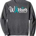 Warrior Survivor Ovarian Cancer Awareness Month Teal Ribbon Sweatshirt Large 