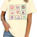 Book Shirt for Women Reading Teacher Shirts Book Lover Tshirt Cute Bookworm Teacher Short Sleeve Tops (M)