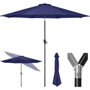 Tempera Patio Market Outdoor Table Umbrella with Push Button Tilt and Crank, Large Sun Umbrella with Sturdy Pole & Fade Resistant Canopy, Easy to Set