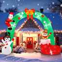 9FT Christmas Inflatables Archway with Santa Claus, Snowman & Gingerbread Man, Christmas Inflatable Outdoor Decorations with LED Lights, Large Blow Up Yard Decor for Xmas Garden Lawn
