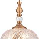 Vintage Glass Pendant Light Dining Room Pendant Lighting 15.7 Inch Wide Vintage Hanging Light Fixture Brass Pendant Lights for Sitting Room Hallways Kitchens, Stairs and Entrances