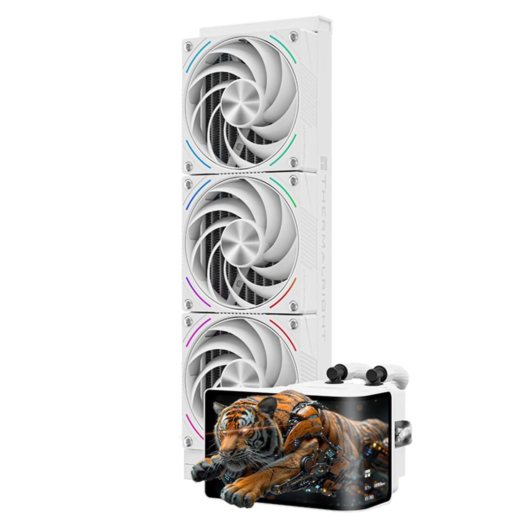 Thermalright Wonder Vision 360 Turbo ARGB White CPU Water Cooler, 60HZ Curved Screen with 2400x1080 Resolution,for AM4/AM5,Intel LGA1851/1700,6.67in 3D Screen High Performance Pump,3000RPM Fan Speed