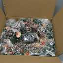 20 Inch Christmas Wreath - Christmas Front Door Wreath Ornament with LED Lights Pinecone Berries Artificial Pine Garland for Party Table Fireplaces Porch Walls New Years Home Decor