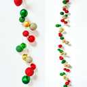 6ft Christmas Ball Garland  DecorSea Glitter & Shiny Baubles, Elegant Holiday Decoration for Mantel, Stairs, Door Frame & Tree Decor (Red&Green&Gold)