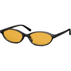 Retro Oval Womens Sunglasses Cat Eye Sunglasses for Women: Chic 90s Sunnies Lightweight Trendy Sun Glasses ((1 Pack)black/Orange)