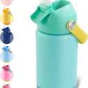 Kerilyn 12oz Kids Water Bottle, Stainless Steel Insulated Water Bottle For Kids, Toddler Cup With Straws Leak-proof, Kids Water Bottles For School Boys Girls, BPA Free, Twilight Green