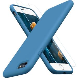 Miracase Ultra Slim Designed for iPhone SE Case 2022(3rd Gen)/iPhone SE 2020 Case(2nd Gen)/iPhone 7 Case/iPhone 8 Case with Screen Protector, Multi-Color Silicone Shockproof Phone Case(Capri Blue)