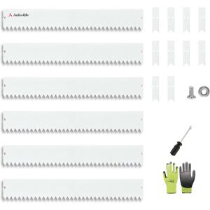 A ANLEOLIFE 20FT Galvanized Steel Landscape Edging, 6-Pack 40" L x 6" H Hammer-in Metal Garden Border with 10 Stakes for Lawn, Pathway, Flower Beds White