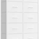 SONGMICS Dresser for Bedroom, Chest of Drawers, Steel, MDF, 10 Non-Woven Fabric Drawers, Storage Organizer Unit, Closet, Entryway, Cloud White and Snow White ULGS125W01S