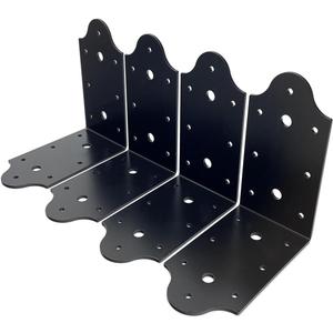 4 Pcs Heavy Duty Flush Inside 90-Degree Angle Bracket Steel Tie Plate, 3" Width Connector Brace, Angle Knee Braces, Inside Joint for Butt-Join Post and Beam, Thickness 3 mm and Black