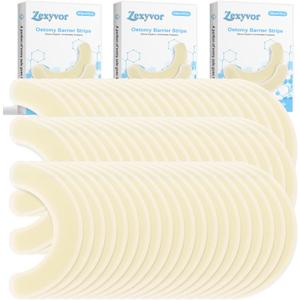 60PCS Ostomy Barrier Strips Medical Grade Hydrocolloid Skin Barrier Tape for Colostomy, Ileostomy, Urostomy Bags Elastic Ostomy Rings Stoma Supplies Accessories