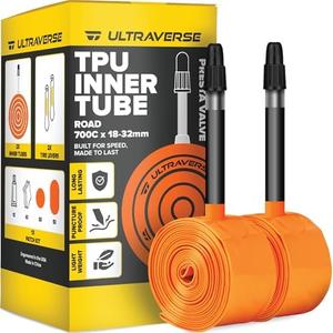 Ultraverse TPU Road Bike Inner Tube 700 x 18-32 with 65mm Presta Valves Ultra Lightweight Tubes for Road and Gravel Bicycles - 2 Pack with Repair Patch Kit