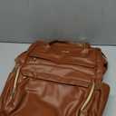 LOVEVOOK Leather Laptop Backpack for Women 15.6 inch, Travel Purse Nurse Teacher Carry On Backpack Computer Bag, Professional College Business Work Bags with USB Port, Brown