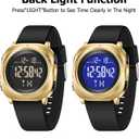 2 x COSSINIGE Mens Digital Waterproof Running Wrist Watches for Men Military Sports Tactical Dive Cheap Men's Wrist Watches Digital Black and Gold