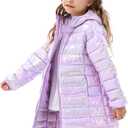 Cutemile 4-12 Years Girls Winter Jacket Long Puffer Coat Water Resistant with Hooded (Purple)