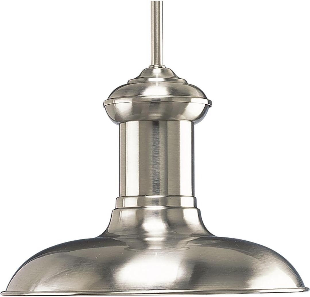 Brookside LED Collection Spun Metal Shade Coastal LED Pendant Light Brushed Nickel, Medium
