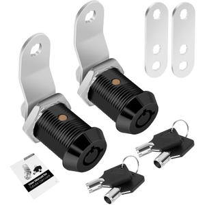2 Pack Cabinet Lock with Keys, 7/8" RV Storage Locks Keyed Alike, RV Locks for Storage Door, Camper Cabinet Door Toolbox Lock Mailbox RV Cam Locks with Manual (Black -2 Pack, 7/8 Inch)