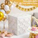 Kolldenn Extra Large Gift Box with Lid-giant, 28x28x28 Jumbo White Gift Boxes with Bow and Ribbon for Gender Reveal Big Present Birthday Special Celebrations Anniversaries Wedding Party Decor(Gold), 1 Count