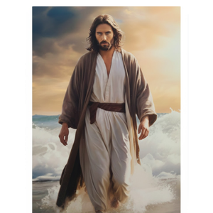 Christ Diamond Painting Kits for Adults, Jesus Walking On Beach Art Paintings Kit 5D Round Full Drill Craft for Room Bedroom Decor Gift 15 1/2 x 23 1/2nch