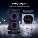 Large Party Bluetooth Speaker, 260W Peak Powerful Loud Sound with Deep Bass, 15Hr Playtime, Fast Charge, RGB Cool Light Show, TWS, Portable for Outdoor Beach, Camping, Backyard, Work, Home (Black)