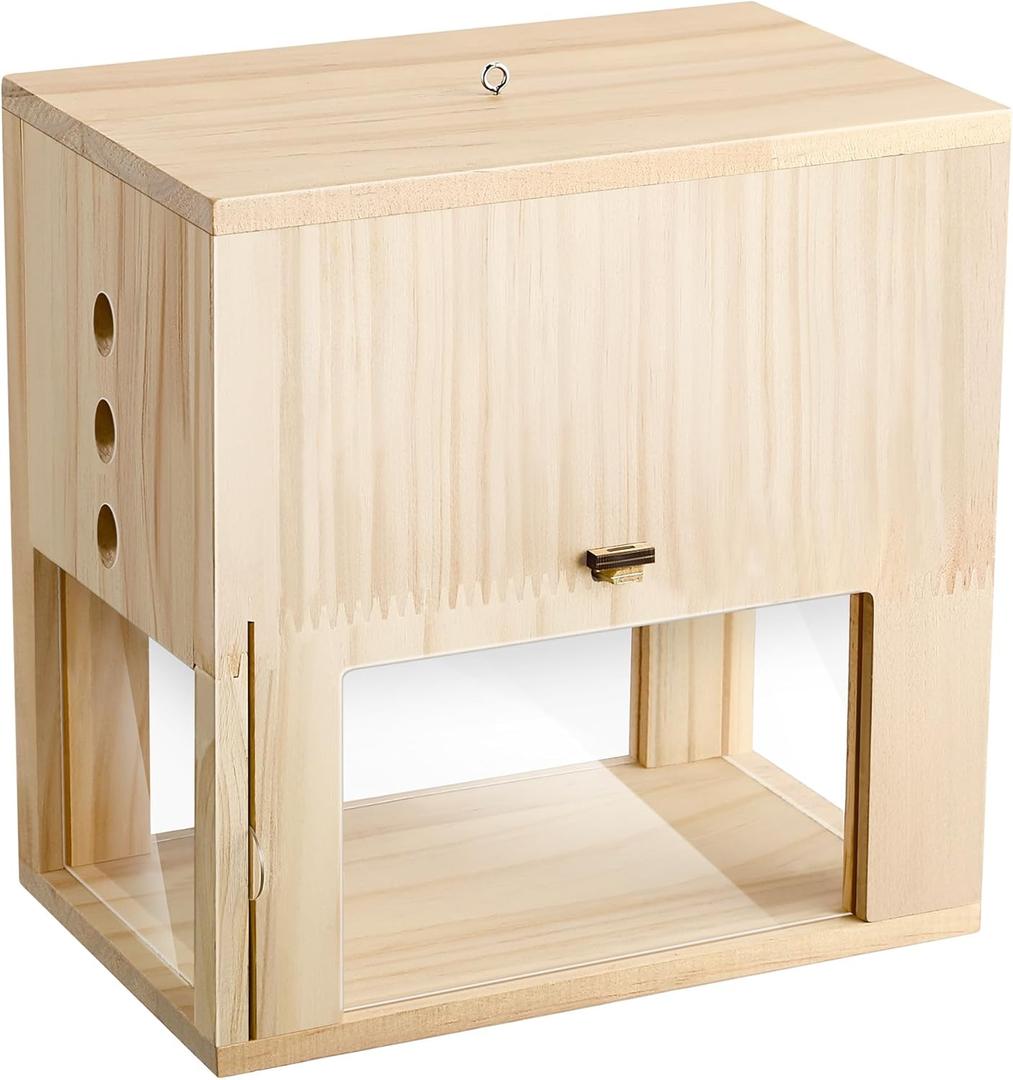 Qualirey 1 Pack Carpenter Bee Trap for Outside, 2 in 1 Catch & Release Wood Bee Traps Outdoor Hanging, Wood Boring High Capacity External Bees Vault, Defender Trap for Bees Catching