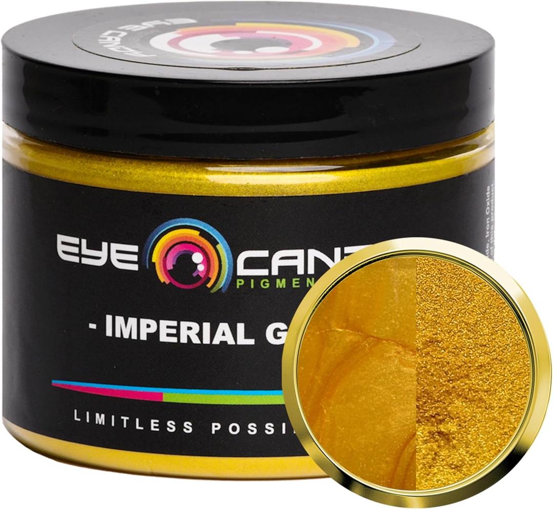 Eye Candy Pigments Premium Gold Mica Powder - Imperial Gold (50gr) - for Epoxy, Resin, Soap, Paint, Woodworking, Acrylic Pouring, Bath Bombs, Fishing Lures - DIY Arts and Crafts Additive