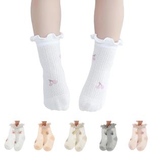 Toddler Ruffle Baby Girls Socks Cute Princess Knit Cotton Lace Top Frilly Infant White Dress Socks