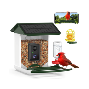 Bird Feeder with Camera, Free AI Forever for 11,000+ Species, 64G TF Card & 1080P HD, Solar-Powered Wireless Outdoor Design, App Alerts & Two-Way Audio for Garden (Blackish Green)
