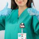 2 x Retractable Emergency Room Badge Reel with Clip, Funny Glitter Skeleton Badge Holder Gifts for ED ER Nurses Doctors Emergency Room Crew Team Night Shift Coffee Lover, Er Nurse Grad Gifts