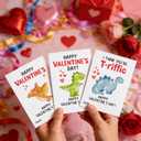 4 x Dinosaur Valentine's Day Cards for Kids, 24 Pack, 6 Designs, 3.5x5 Inch, Classroom Exchange Cards with Puns