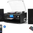 DIGITNOW Bluetooth Record Player Turntable with Stereo Speaker, LP Vinyl to MP3 Converter with CD, Cassette, Radio, Aux in and USB/SD Encoding, Remote Control, Audio Music Player Built in Amplifier