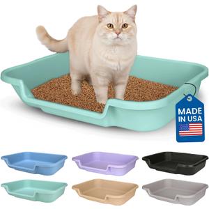 KittyGoHere Senior Cat Litter Box 1 Pack, Large Green Low Entrance Kitty Litter Box, Sized for Cats Comfort, Perfect for Senior and Arthritic Cats, Made in USA