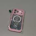 Magnetic Privacy for iPhone 17 Pro Max Case, Privacy Screen Protector, Military Grade Protection, Fit for MagSafe, Silicone Edge Double Sided Tempered Glass Shockproof Anti Peep Full Body Case Pink