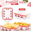 50pcs Cherry Food Trays, Kraft Paper Food Holder Trays Cherry Serving Snack Boats Birthday Paper Serving Hot Dog Plates Fruit Theme Party Supplies for Birthday Decorations