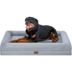 Orthopedic Washable Large Dog Bed, XXLarge Waterproof Pet Bed Bolster for Large Size Dogs, XXL Big Dog Beds for Extra Large Dogs with Removable Cover (Grey)