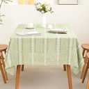 SIELUNO Rectangle Table Cloth Rustic Farmhouse Tablecloth Heavy Duty Cotton Linen Waterproof Wrinkle Free Table Cloths for Kitchen and Dining Room-Hollow Sage Green-Rectangle, 54"x102", 8-10 Seats