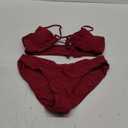 Meetall Women's High Cut String Triangle Bikini Set Swimsuits Sexy Bathing Suits 2 Piece (Large, Red)