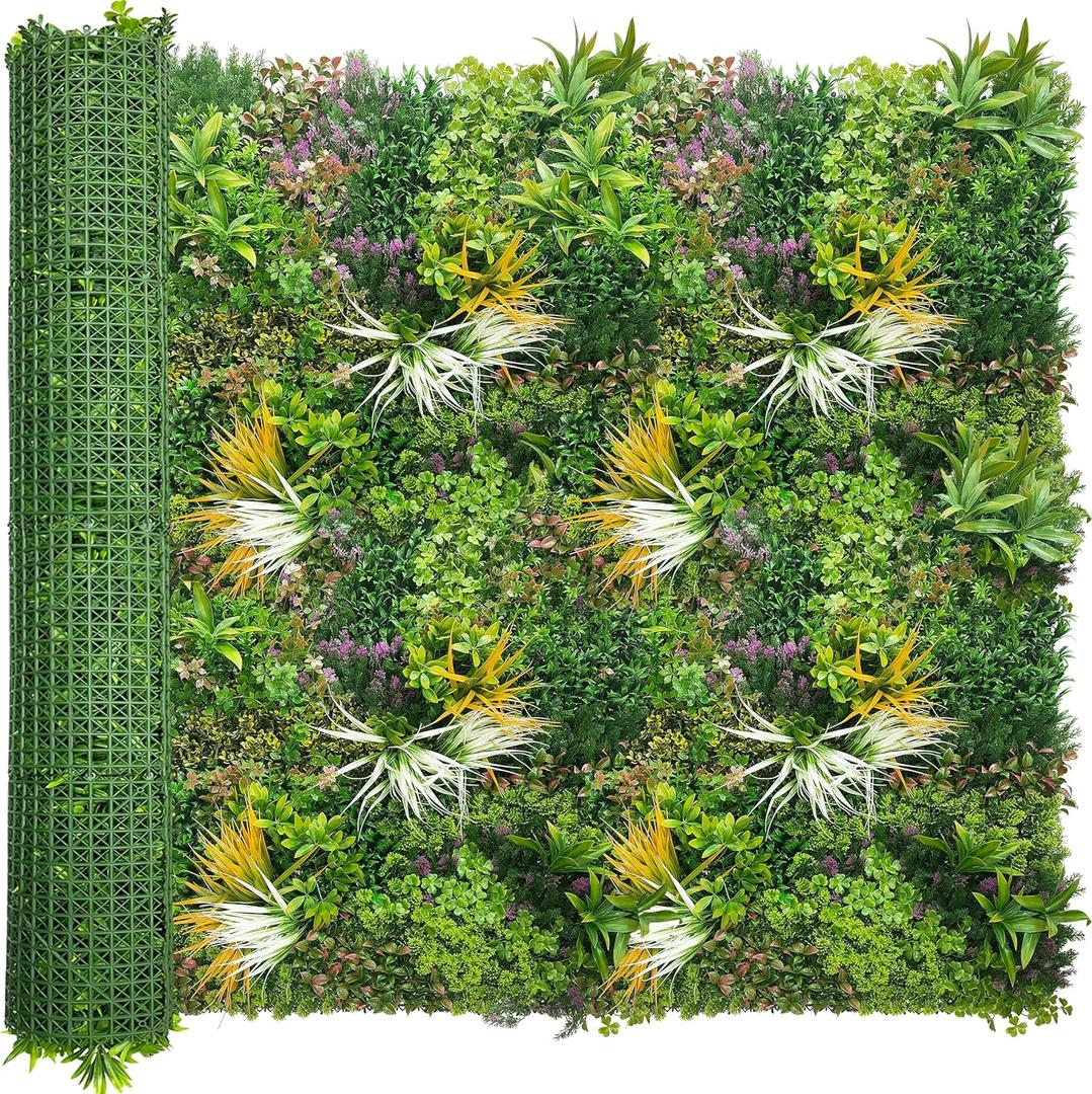 Artificial Greenery Grass Wall Panels: 68'' x 120'' UV-Anti Faux Greenery Ivy Privacy Fence Screen Backdrop Boxwood Vine Leaf Hedges for Patio, Balcony, Garden, Green Decor