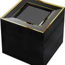 bUCLA 100PCS Black Square Plastic Plates with Gold Rim - 6 inch Disposable Dessert/Appetizer/Small Cake Plates for Party, Graduation & New Year