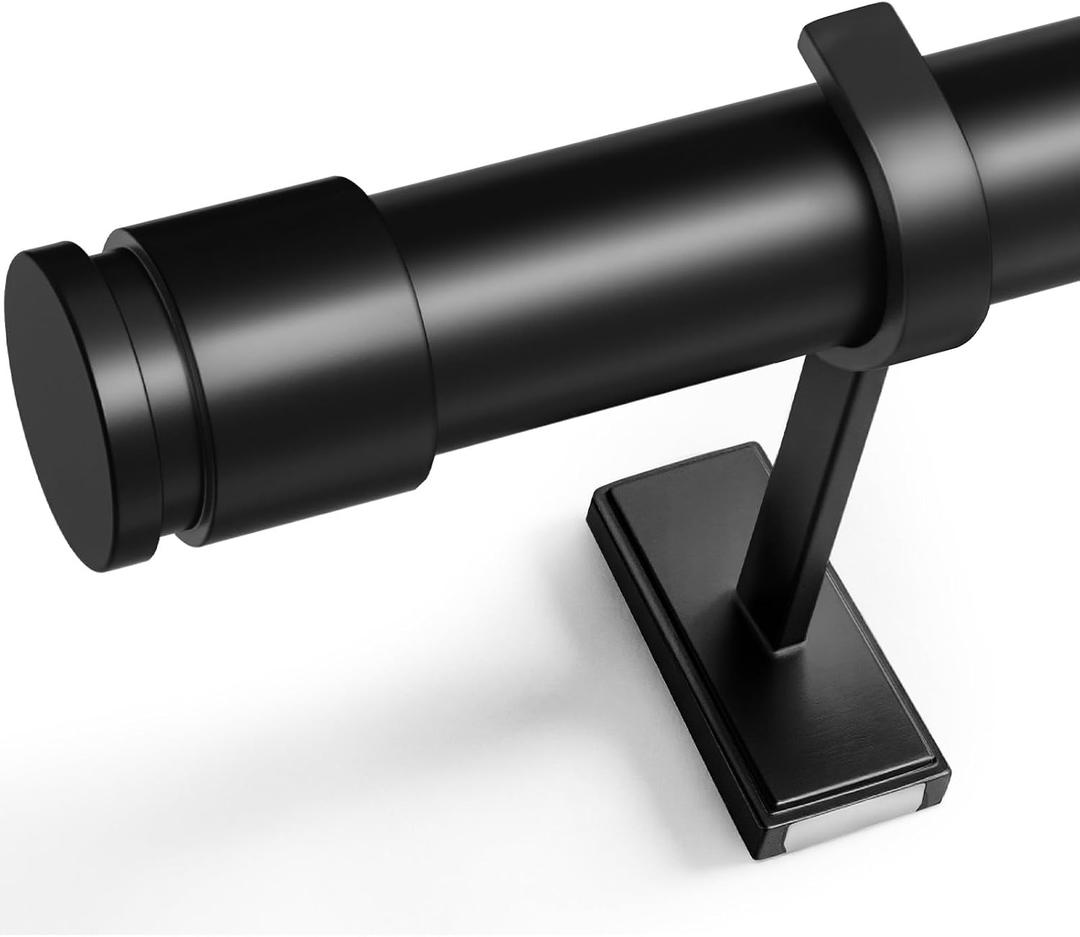 1 ¼” Heavy Duty Adjustable Curtain Rod, 6-12ft, Black