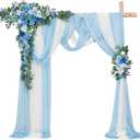 TINGE TIME Wedding Arch Flowers Kit - Deluxe 5pcs Artificial Floral Swag with 3 Sheer Drapes, Realistic Silk Flower Arrangements for Wedding Ceremony Arbor Backdrop Reception Party Home Decor