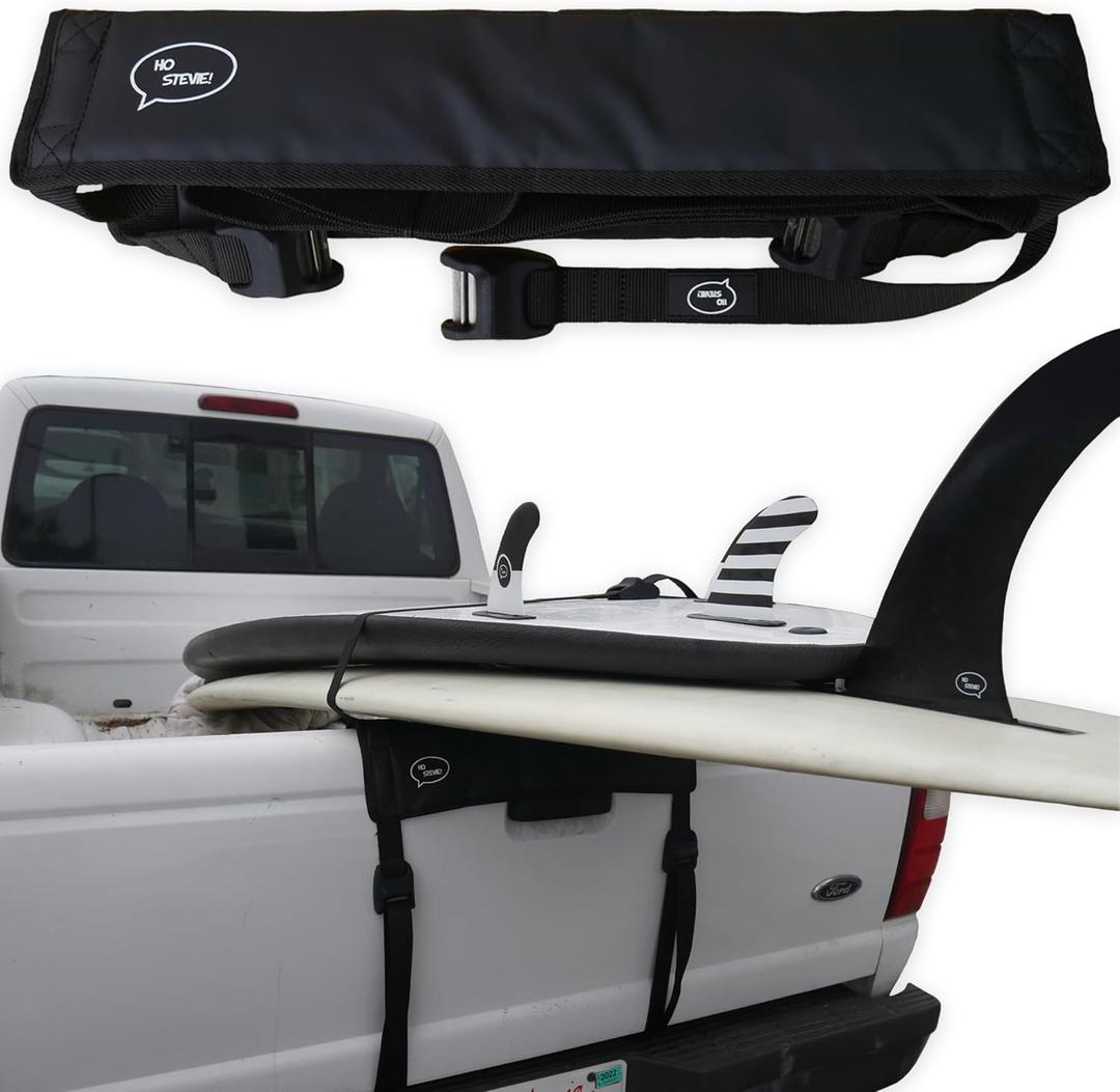 Surfboard Truck Rack - Durable Pad Fits All Tailgates - No Scratch Silicone Buckle Covers Prevent Damage - Easy to Use