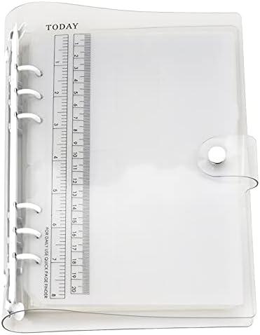 A6 A5 6-Holes Colorful PVC Cover Round Ring View Binder with Snap Button Closure File Folder for Loose Leaf Sheet Protectors Notebook Refill (Snow White, A5 Combo)